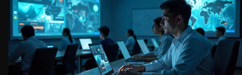 Learners working in a technology training room